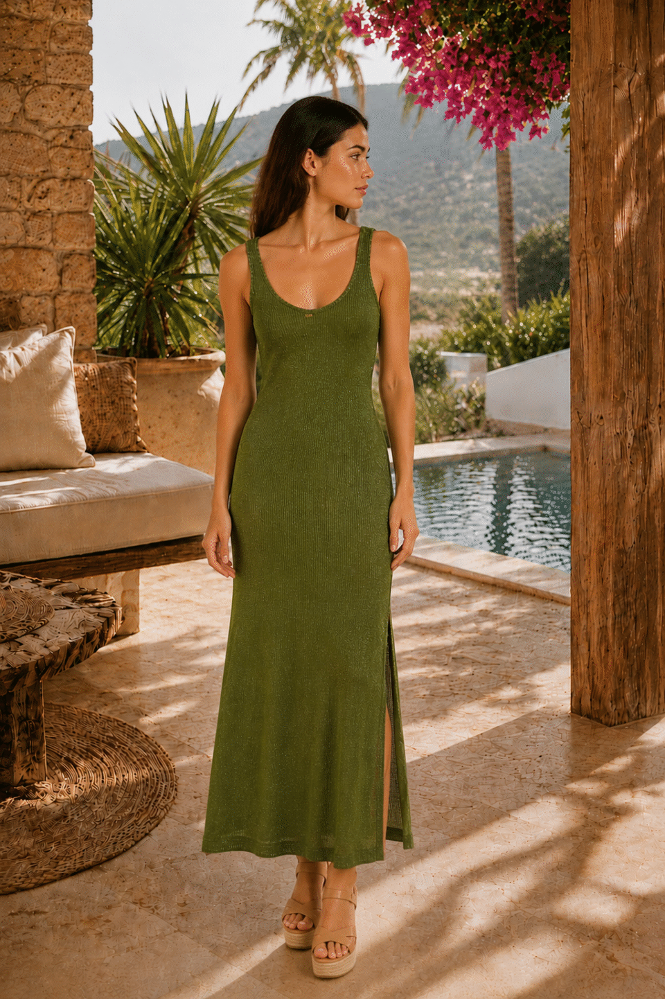 AMIVA GREEN LUREX DRESS 01