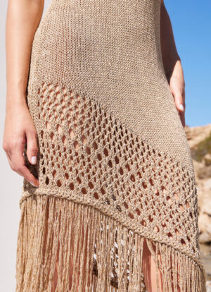 Corise Gold Lurex One Shoulder Dress 02